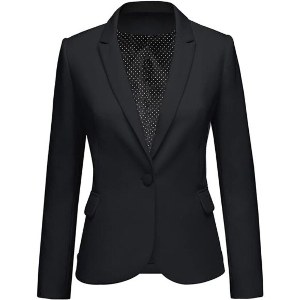 Womens Notched Lapel Pockets Button Work Office Blazer Jacket Suit